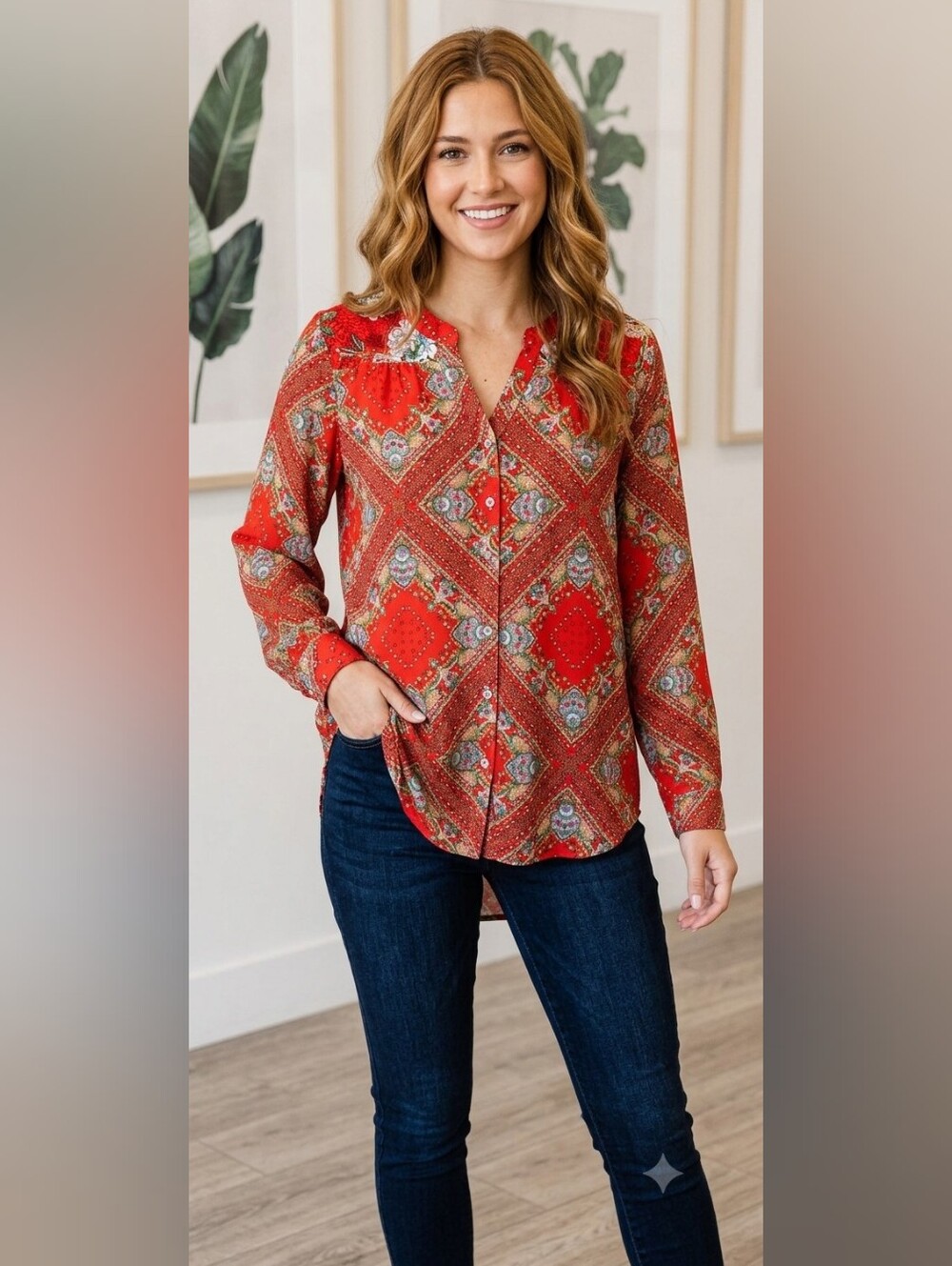 Figueroa & Flower Lace Long Sleeve Blouse